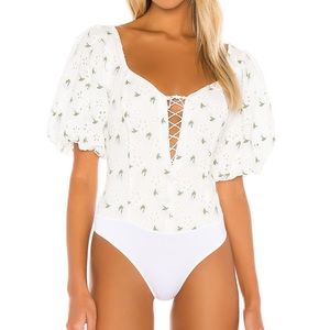 FOR LOVE AND LEMONS Wild Cherry Bodysuit